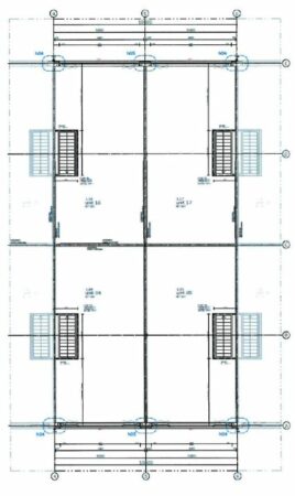 Plattegrond van een verdieping met meerdere units en trappenhuizen aan de Laan van s-Gravenmade.